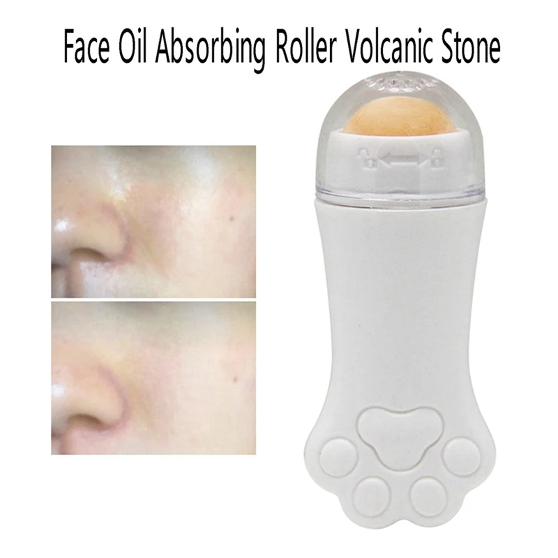 2X rullo vulcanico naturale controllo dell'olio Rolling Stone strumento per la cura della pelle pulizia del viso rullo di assorbimento dell'olio bianco