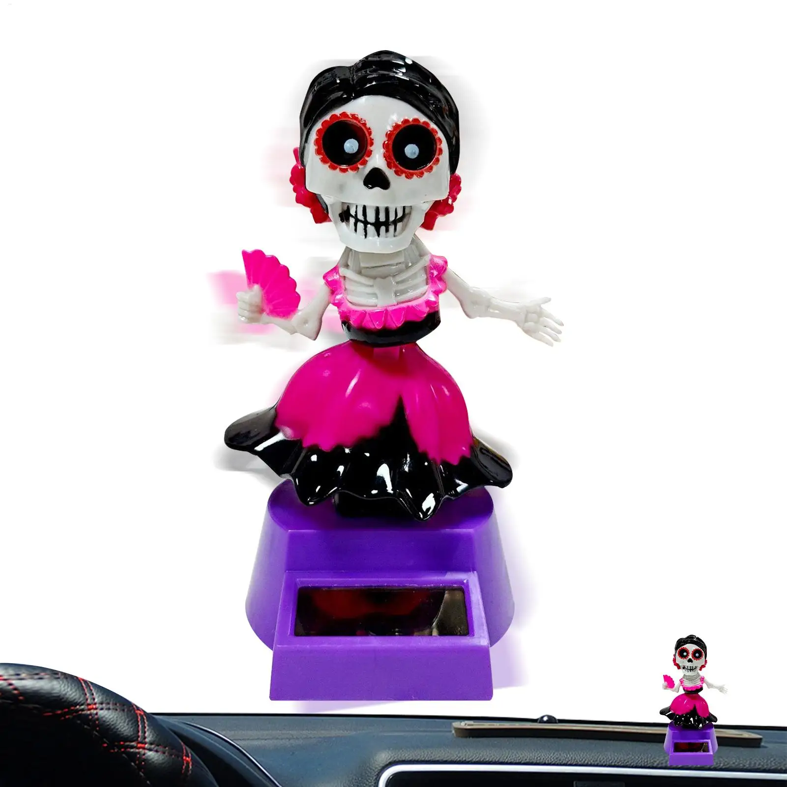 

Halloween Car Decor Car Ornaments For Dashboard Solar-Powered Shaking Head Ornament For Desktop Interior Home Men Women Inside