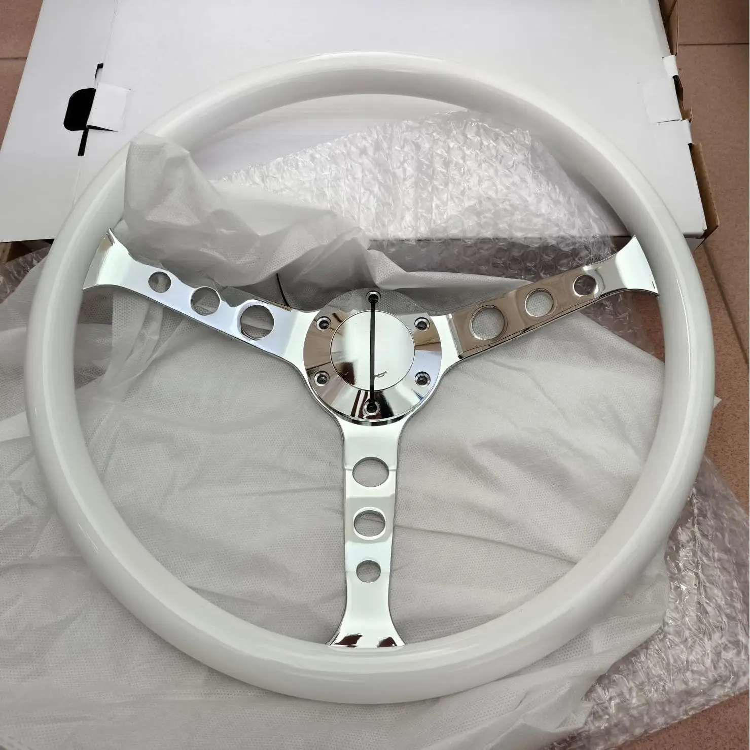 White 15Inch Classic ABS Wood Nardi Steering Wheel Car Rally Racing JDM Nardi Steering Wheel Volantes For VW HONDA TOYOTA BMW