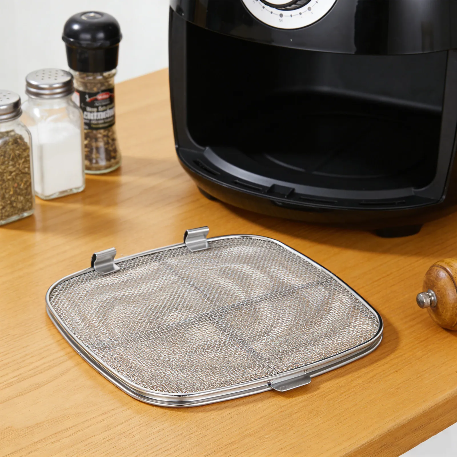 Stainless Steel Air Fryer Splatter Guard Removable Grease Shield Kitchen Cooking Oil Mesh Protector Reusable Anti Splash Cover