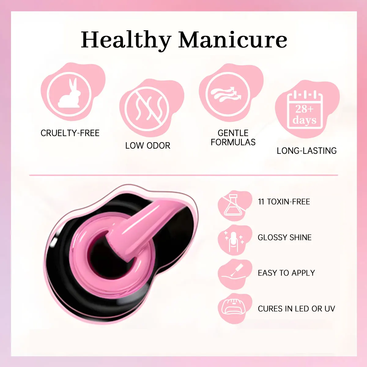 Zestaw 6 kolorowych lakierów hybrydowych VOKY, domowy preparat do zmywania lakierów hybrydowych LED, prezent dla miłośników zdobienia paznokci.