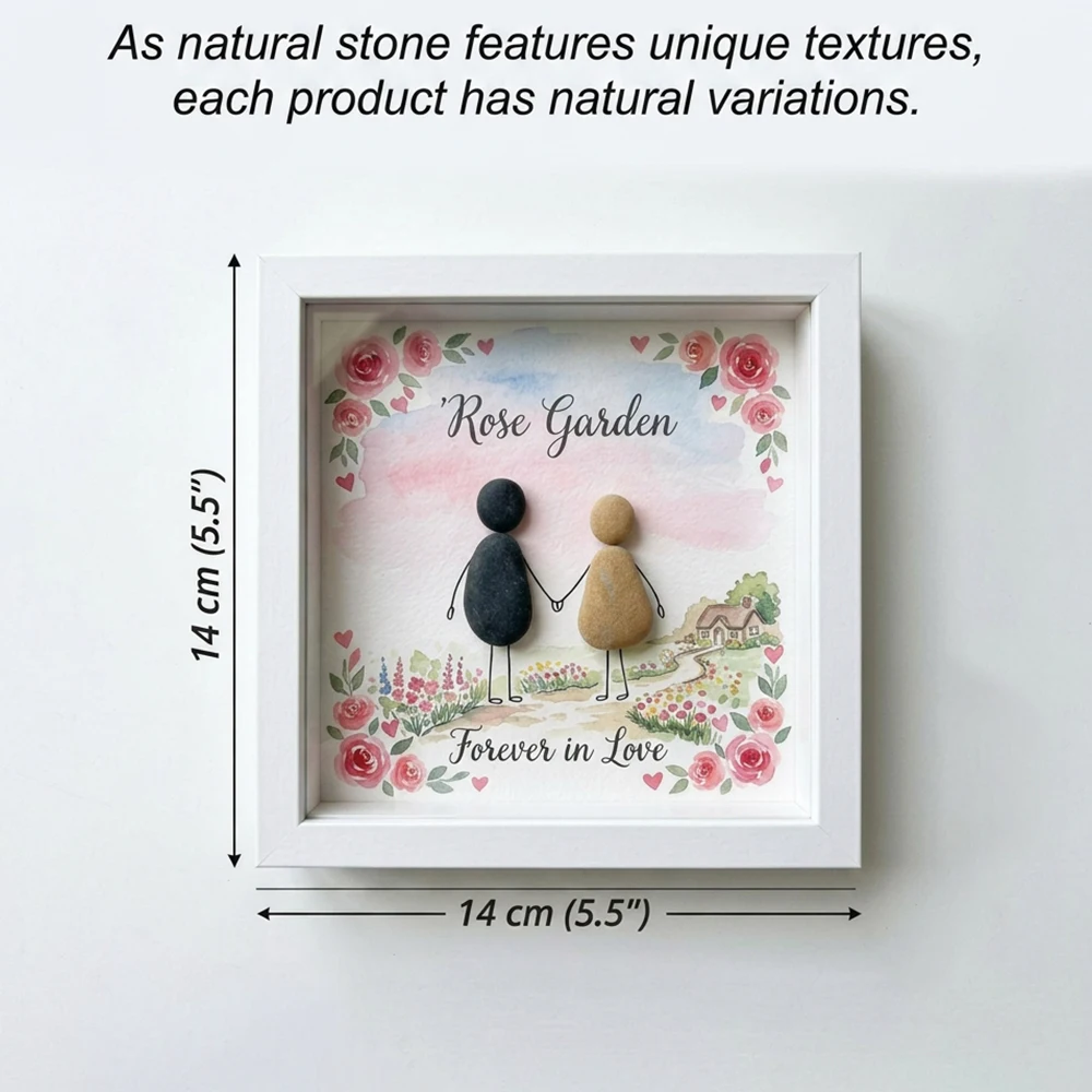 Custom Personalized Couple Pebble Art Frame,Keepsake Tabletop Decor,Valentine’s Day,Anniversary,For Lovers,Home Ornament