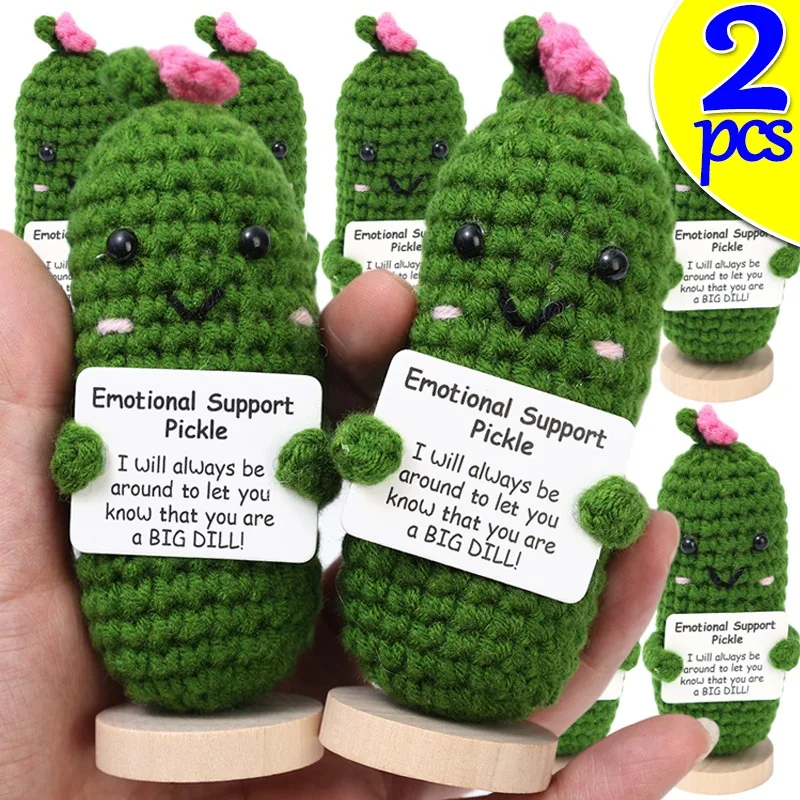 Handmade Emotional Support Pickled Cucumber Gift Handmade Crochetemotional Support Pickles Crochet Pickled Cucumber Knitt Doll