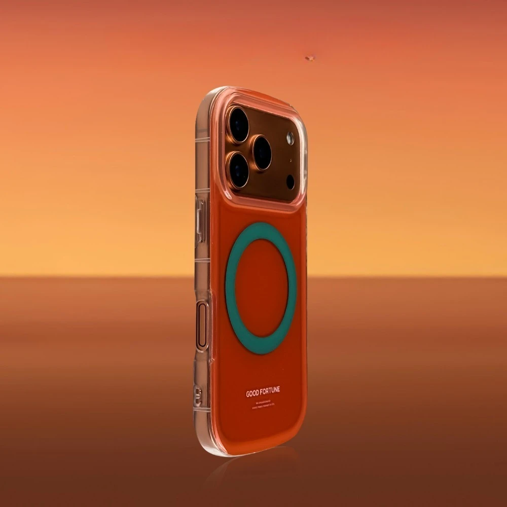 

Чехол для iPhone 17 Pro Max, оранжевый, зеленый, с магнитным кольцом, противоударный, овальный, с мягким краем, совместимый с iPhone 16, 15, 14, 13