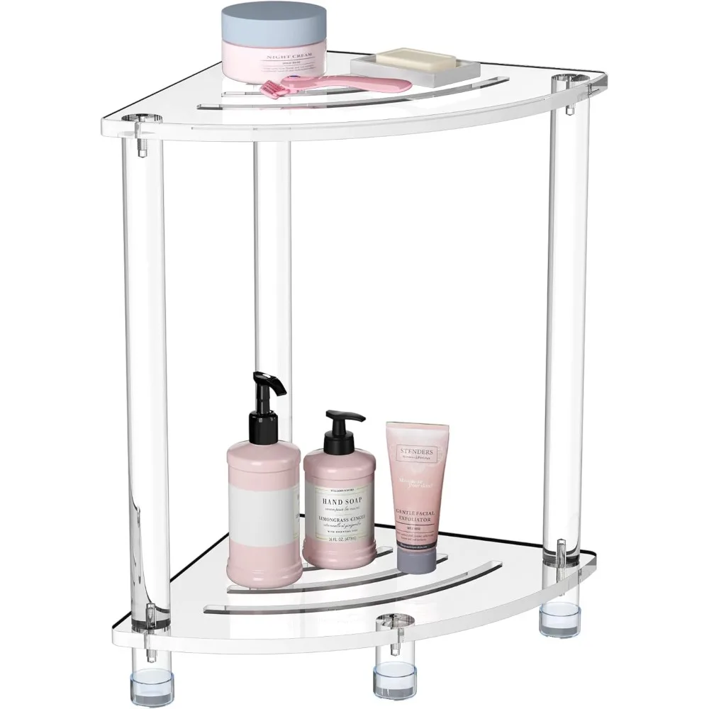 

Corner Shower Stool - Clear Acrylic Bench for Inside Shower, Shaving Legs, Waterproof and Heavy Duty Seating