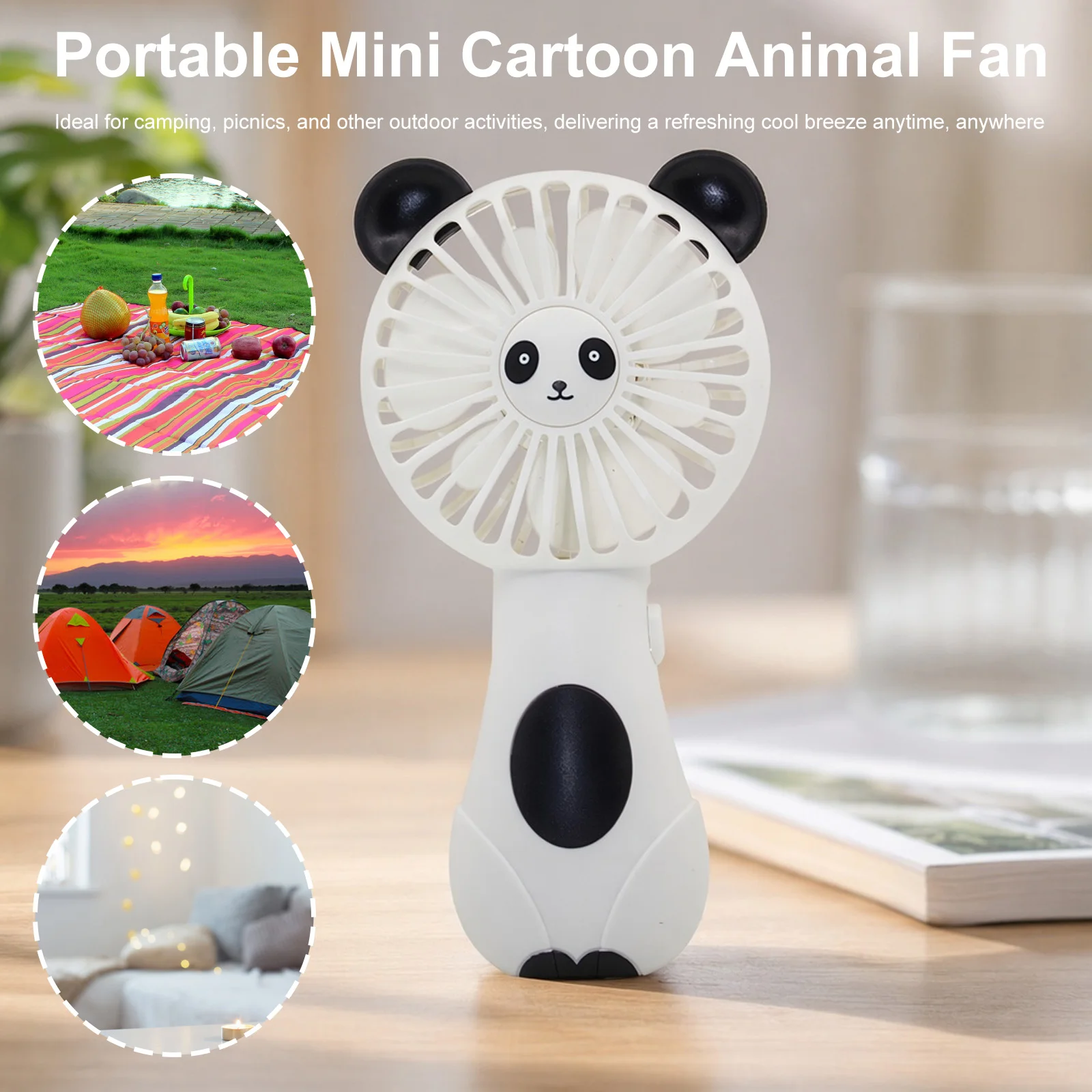 Personal Fan with Ears Portable Pocket Fan Battery Operated Cute Cartoon Handheld Fans for Travel Camping Outdoor Beach