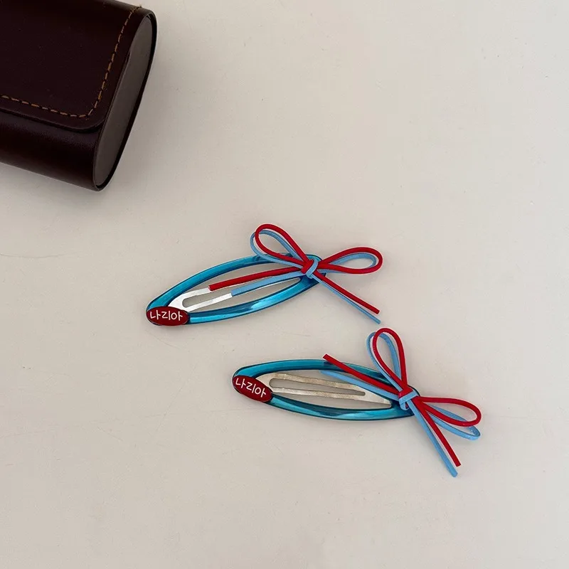 

2 шт. милых заколок для волос с цветными блоками и бантом, стильные новые аксессуары для волос для женщин, модный повседневный аксессуар для девочек