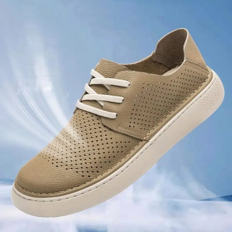 High Quality Classic Men Hollowed Out Thick Soled Casual Shoe Soft Comfortable Simple Fashionable All Season Style+hollowed Out