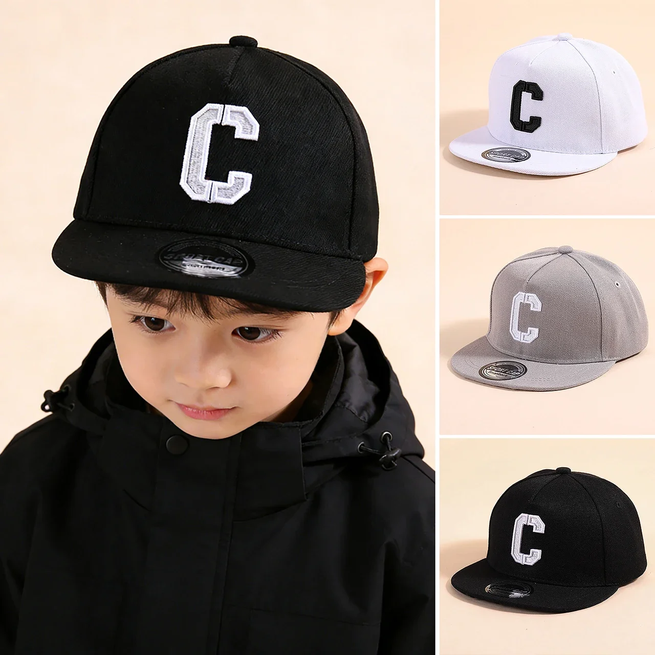 

Однотонная детская бейсболка с надписью, винтажная кепка с плоским козырьком для мальчиков и девочек, летняя регулируемая солнцезащитная шляпа