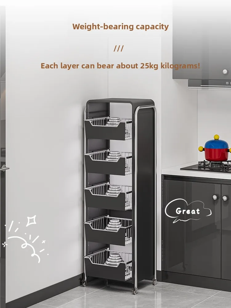 LMM kitchen vegetable rack floor-to-ceiling multi-layer household fruit storage basket multi-function