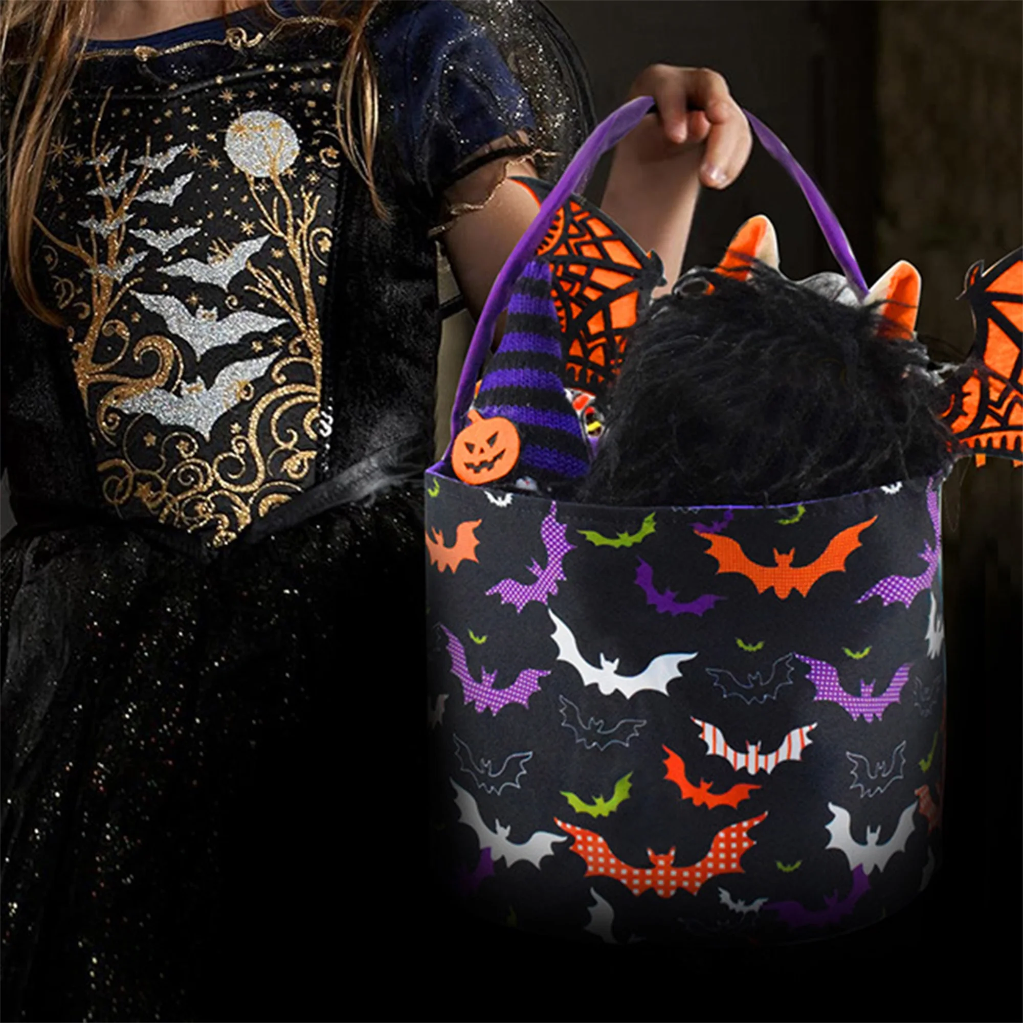 

Жуткие пакеты для лакомств с тыквенным принтом — держатель корзины с конфет на Хэллоуин для детей, костюм, сувениры и принадлежности для вечеринок