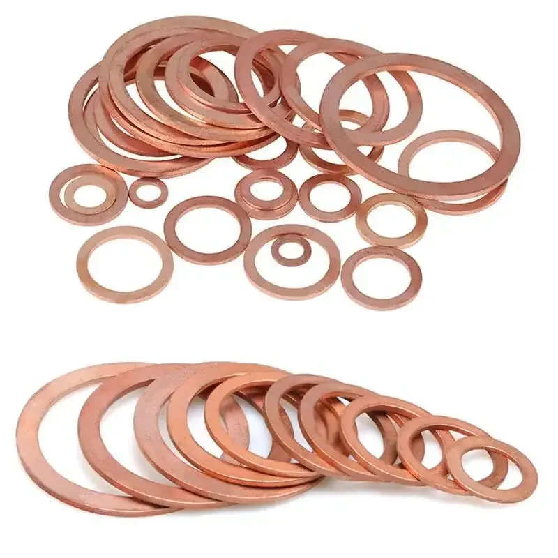 5-50pc M5 M6 M7 M8 M10 M12 M13-M32 Solids Copper Washer Flat Rings Gasket Spacer Washers Fastener Hardware 10x14x1mm Mulit-Size
