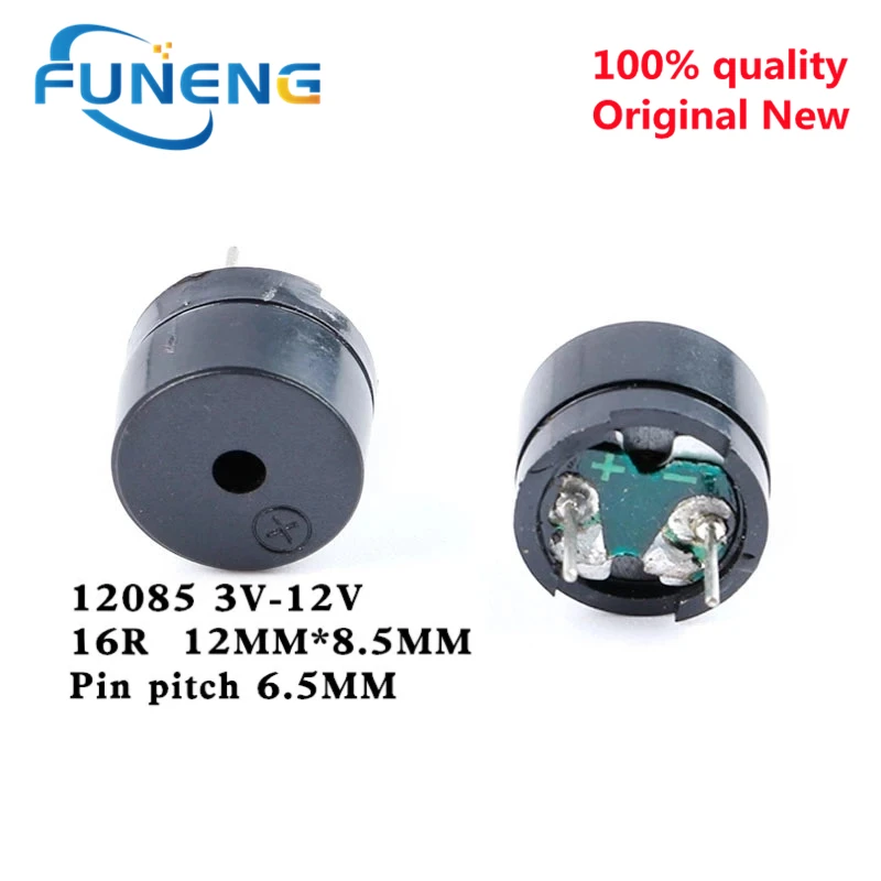 10pcs/lot Universal passive buzzer electromagnetic impedance 16 ohms AC / 2KHz 3V 5V 12V Universal  buzzer  12085 16R