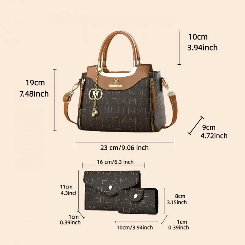 3-piece set of light luxury high-grade printed letter bags, premium fashionable women's bags, large-capacity handbags for commut - view 2