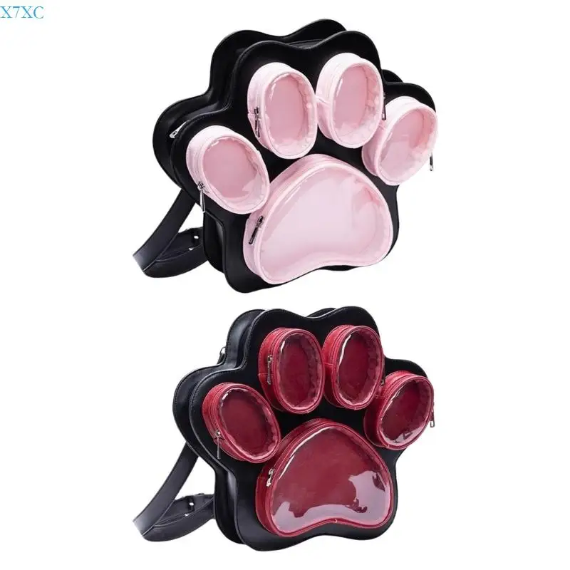 

X7XC Women's Backpacks with Lovely Cats Foot Theme and Functional Compartments