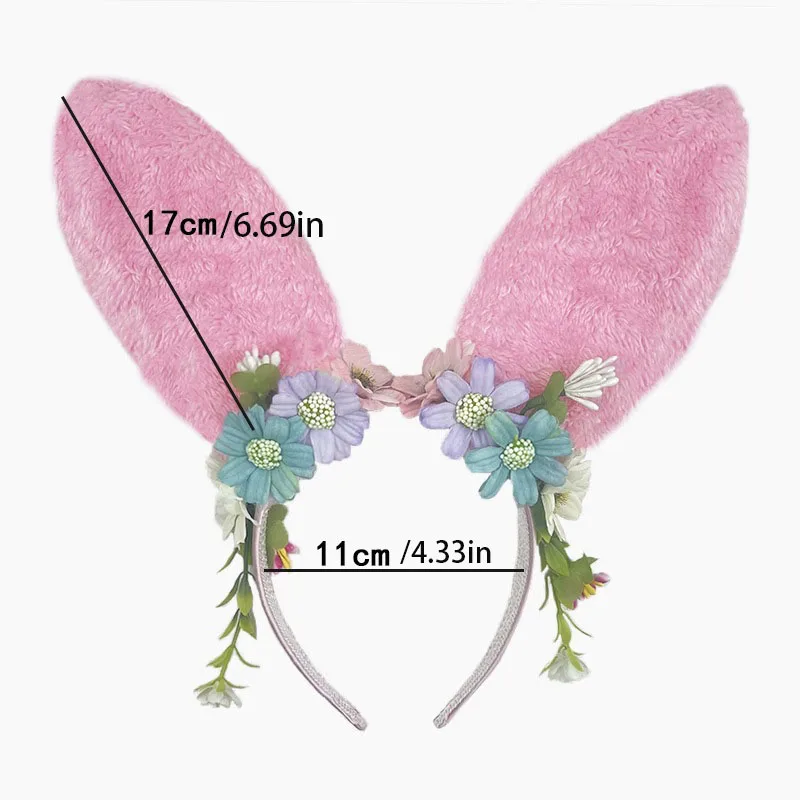 Plush Cat Rabbit Ears Hair Band Simulation Fabric Flower Bunny Girl Headwear Fashion Hair Accessories Hair Ornaments Headband