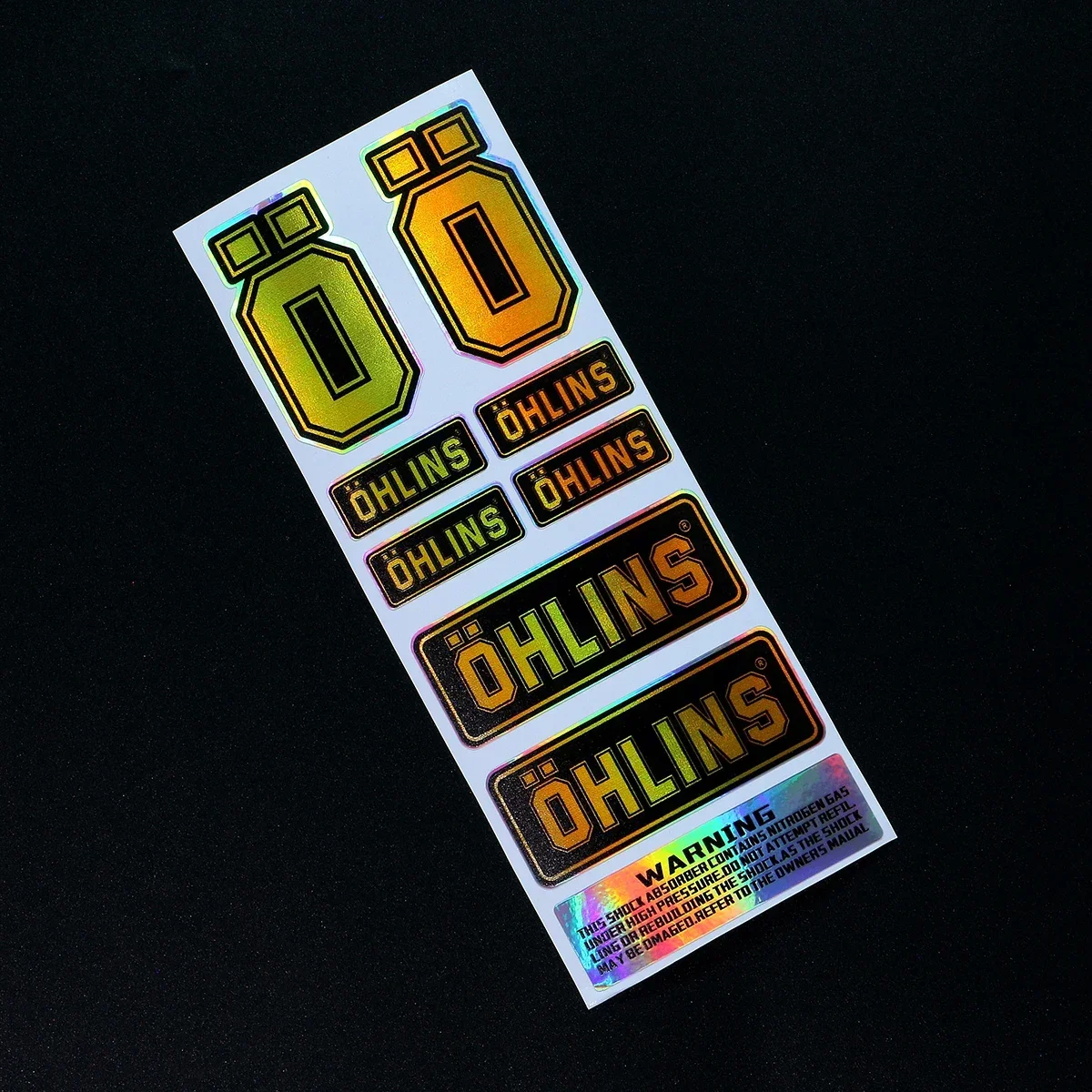 NO.L093 OHLINS Moto Stickers Accessoires Laser Rainbow Suspension Decoratie Motorcycle Body Helm Waterdichte stickers