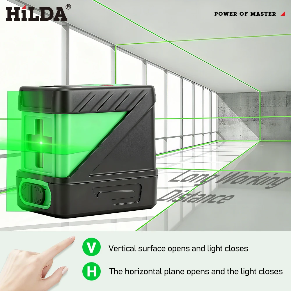 Auto Nivelamento Vigas Verdes Nível Laser, Horizontal e Vertical Cross-Line, 2 Linhas