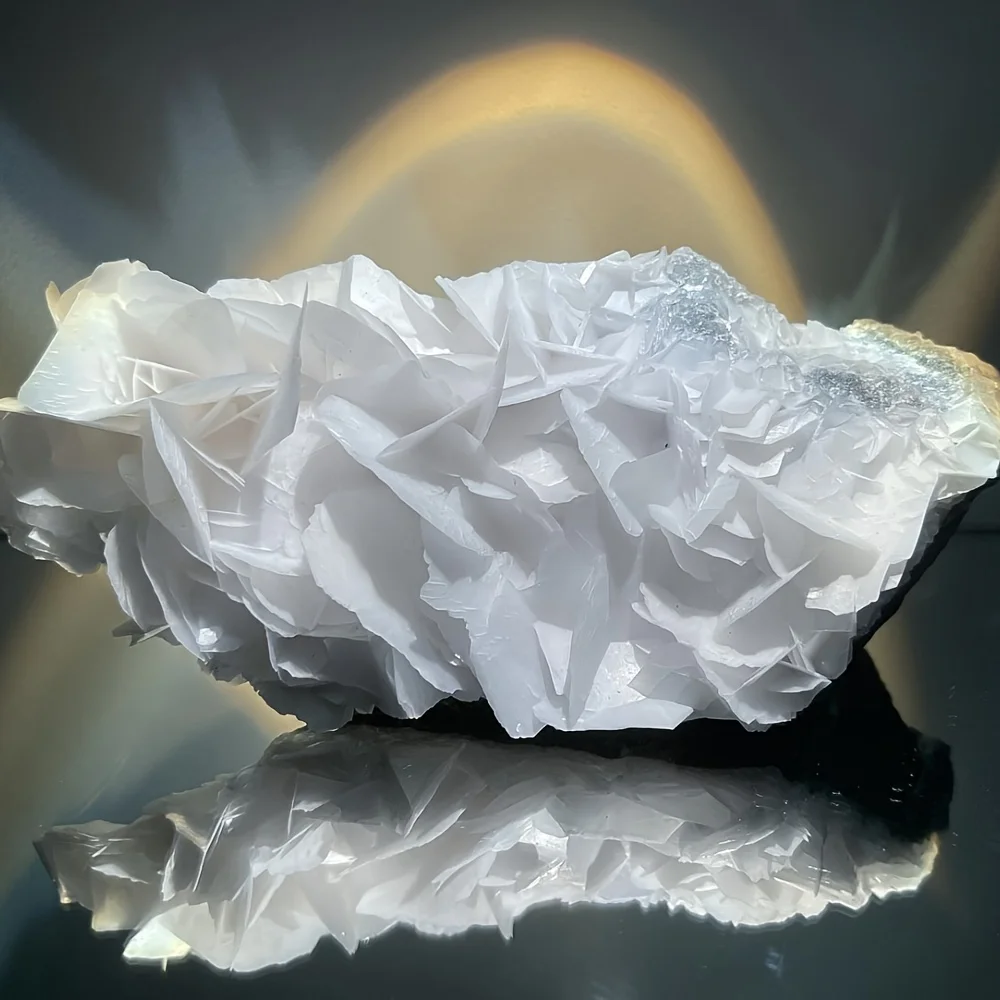 1pc Rare White Rose Calcite Stone - Bohemian Style Purple Fluorescent, Elegant DIY Jewelry Making, Home Decoration - Image 2
