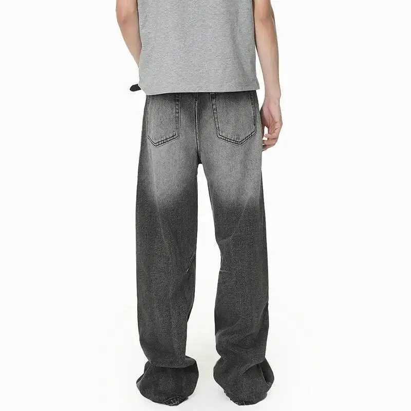 LUZHEN Pants Men's 2026 Denim Gradient New Straight Stylish Washed Original Simple Vintage Style Wide Leg Casual Jeans JY8571
