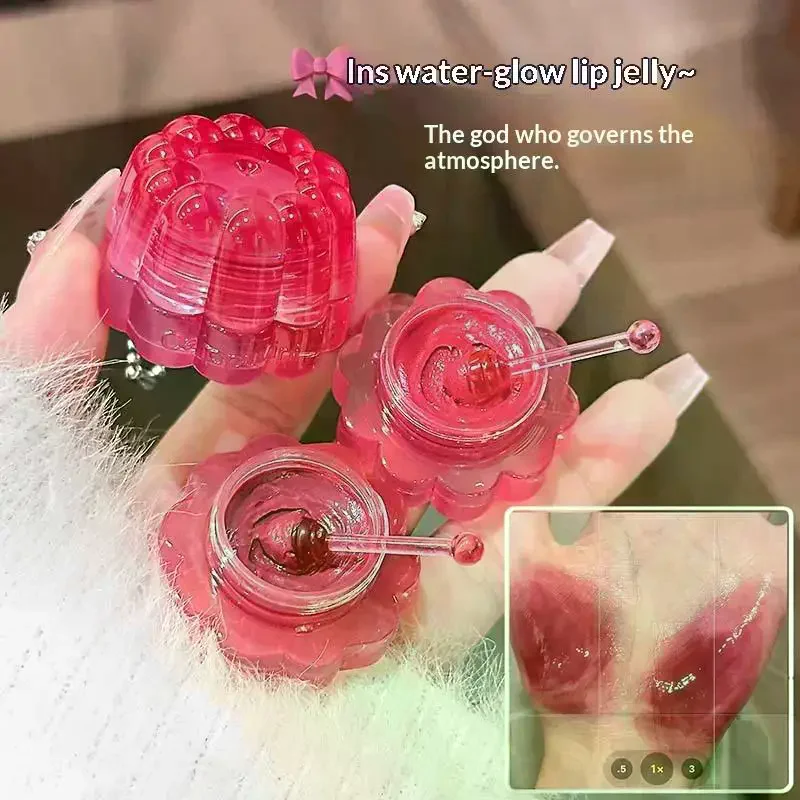Cappuvini Canned Jelly Mirror Lipstick Lipgloss Hydrating Plumping Lip Stain Lasting Non-Stick Cup Lip Mud For Dry Lips Makeup