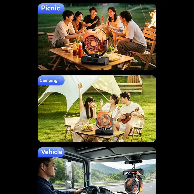 NEW!A61I Electric Fan 10000Mah Portable Desktop Fan With Remote & LED Light 4 Speeds Strong Airflow For Outdoor A