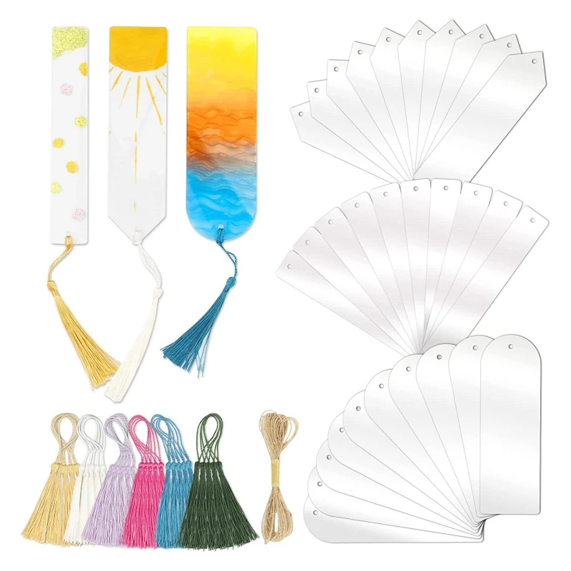 30Pcs Acrylic Bookmarks Clear Bookmarks Set for