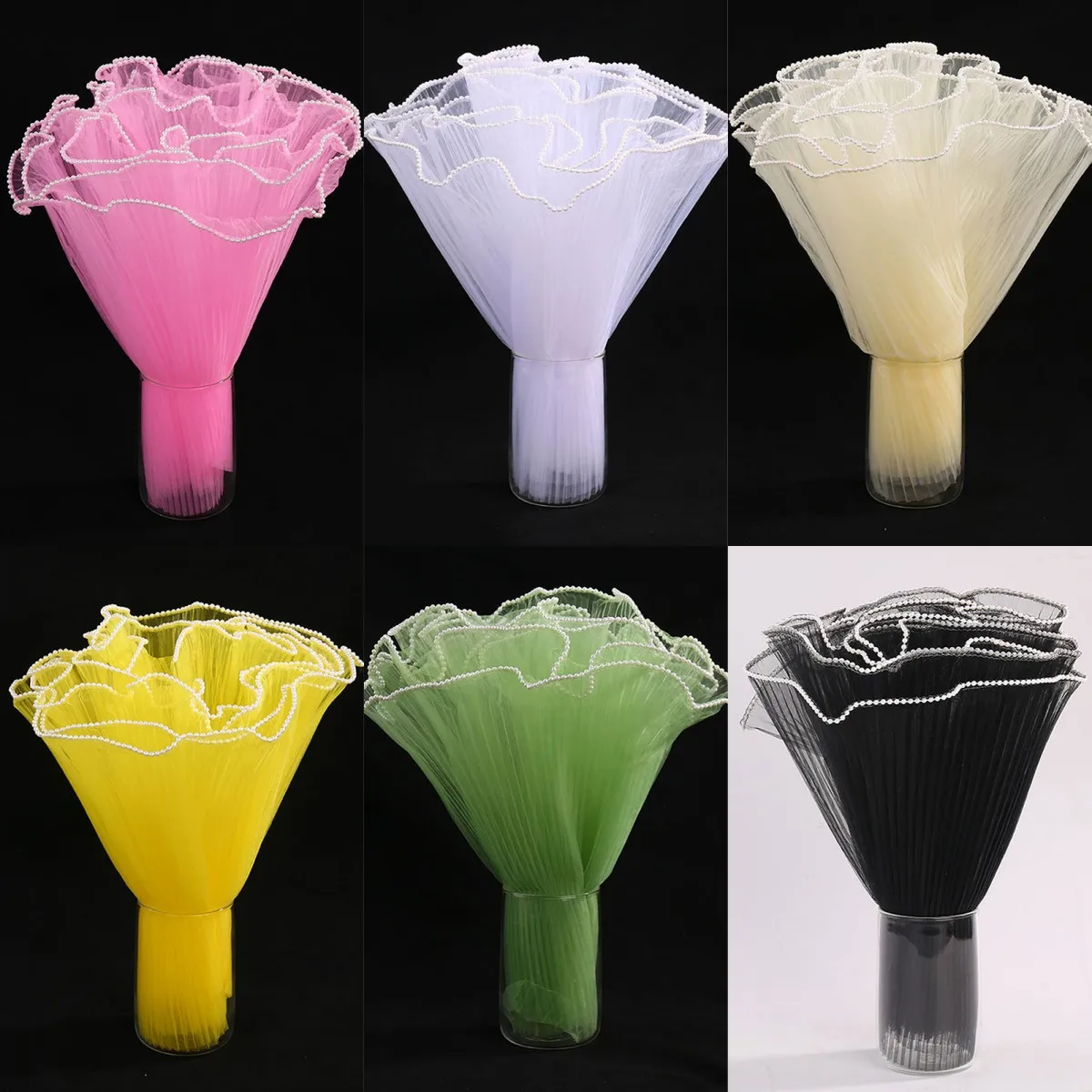 1PC 28cmx1M Flower Wrapping Paper Wave Yarn Florist Bouquet Packaging Lace Mesh Florist Bouquet Party Valentine Gift Packaging