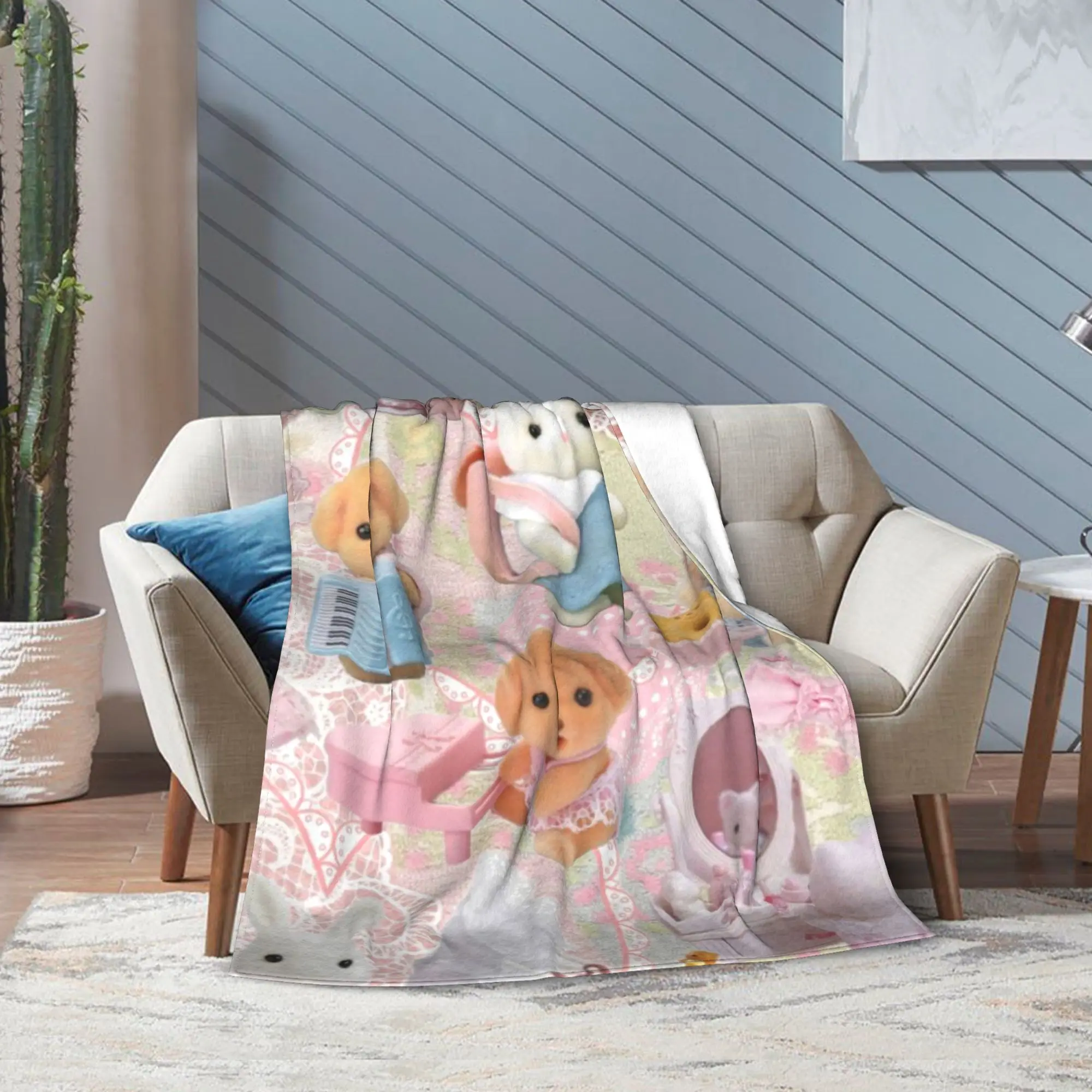 

Шоколадные конфеты, семейные аксессуары для кроликов, одеяло, теплое, уютное, пушистое одеяло для кровати, 50x60 дюймов, пледы для постельного белья разных размеров