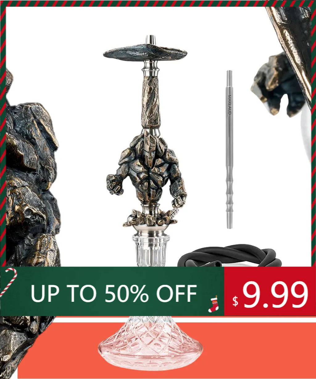 Maklaud Gorun Hookah Shisha 304 Stainless Steel Large Hookah With Glass Bottle Single Hose