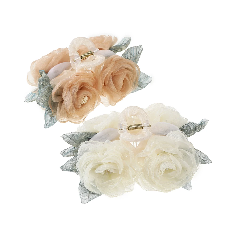Molans Gentle Camellia Mesh Hair Claw For Women Headdress Solid Color Ponytail Hairpins Fashion Hair Clip Hair Accessories