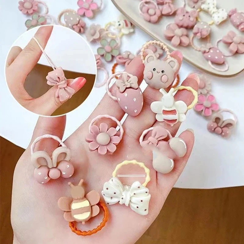 

20-40pcs Cute Cartoon Bear Rabbit Hair Band Girls Elastic Rubber Band Headwear Flower Bow Baby Kids Hair Accessories Ornaments