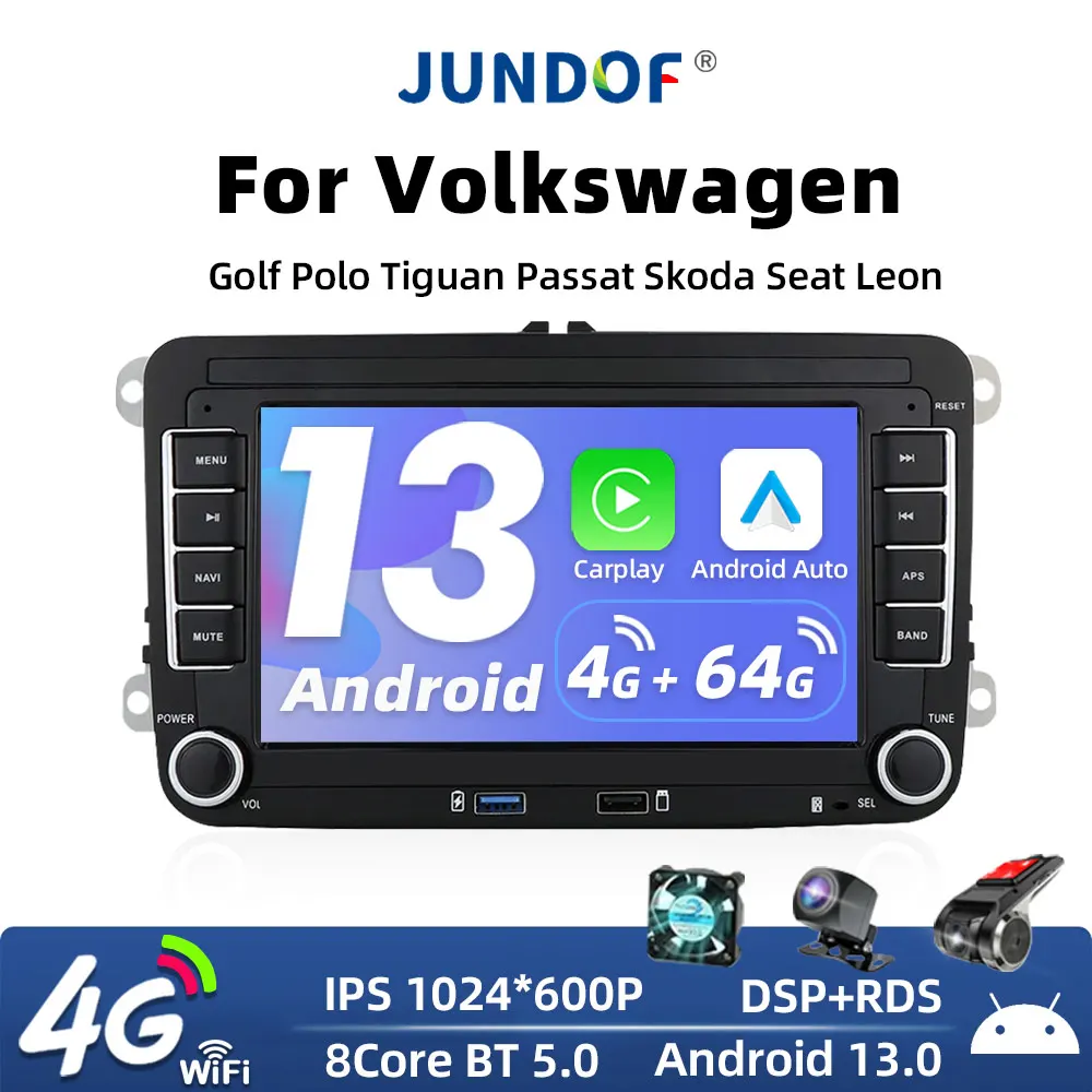 

2 Din Android 13 Auto GPS Car Radio Multimedia Stereo Carplay For VW Volkswagen Skoda Octavia golf touran passat B6 polo Jetta