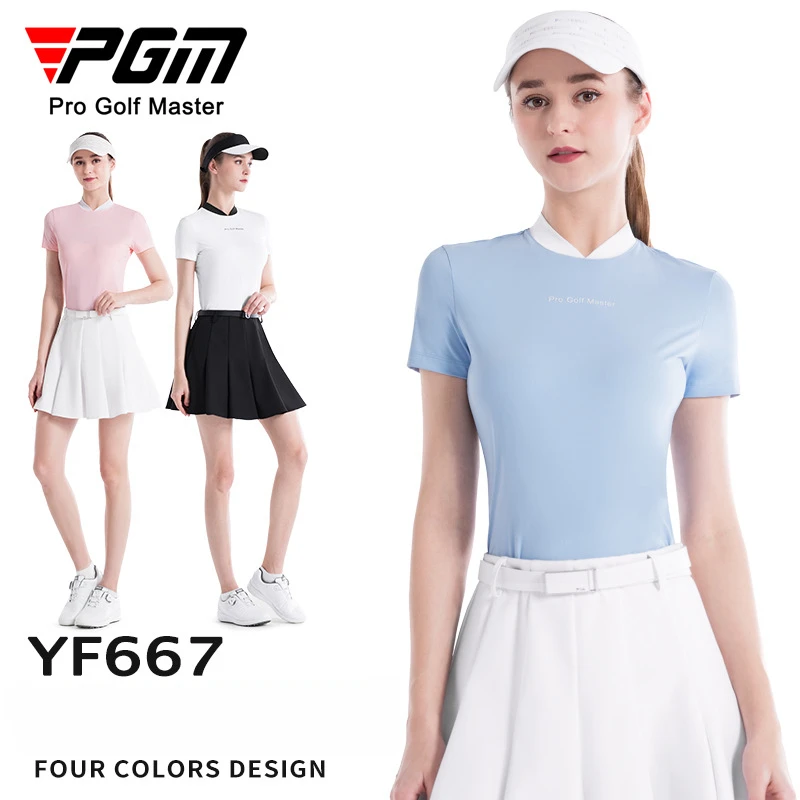 PGM High Quality Luxury Short Sleeve Top Casual Outdoor Sports Golf Short Sleeves New Fashion Women's Golf Clothes