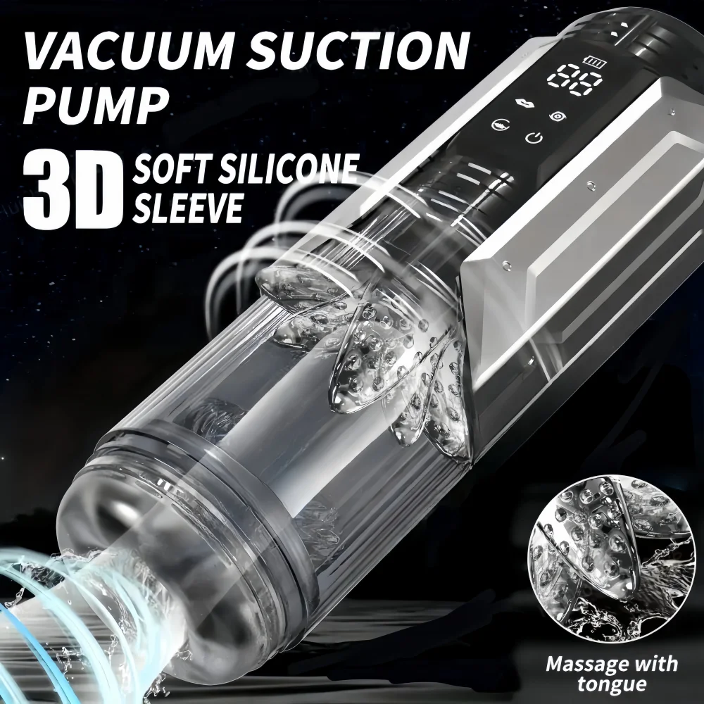 Male Masturbator With 7 Sucking & Vibrating & Telescopic & Rotating Modes Realistic Vagina Male Masturbator Cup Sex Toys Men