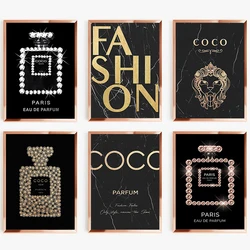 Fashion Luxury Coco Perfume Bottle Poster Canvas Painting Nordic Trendy Wall Art For Modern Lady Bedroom Home Decor Cuadros