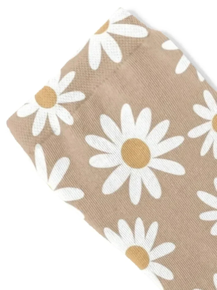 Light Daisies - daisy pattern, floral, florals, flower, retro, vintage, 70s, camel, brown, rust, earthy, terracotta Socks