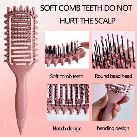 घुंघराले बालों के लिए ब्रश, फ्रिज़ नियंत्रण और कर्ल को परिभाषित करने के लिए खोखला डिज़ाइन, पुरुषों और महिलाओं के लिए स्टाइलिंग डिटैंगलिंग ब्रश दाढ़ी कंघी 10 best sales बालों की कंघी - №3