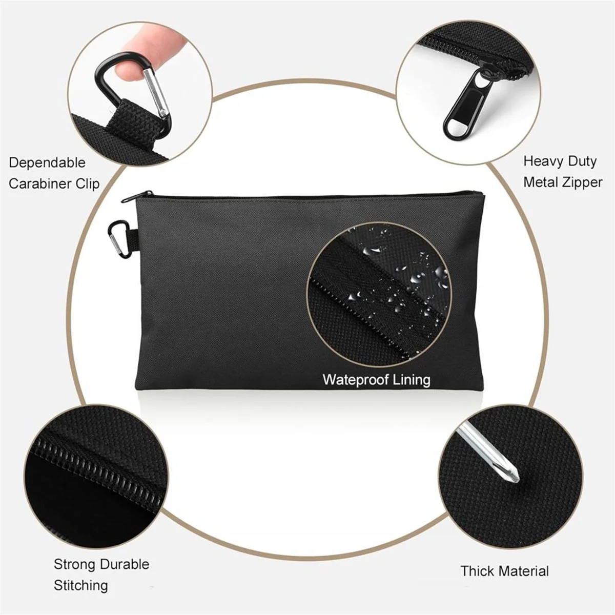 AAA87 4 Pack Tool Bag,12 Inch Small Tool Bag with Carabiner, Multipurpose Storage Organizer Pouch with Dependable Zipper