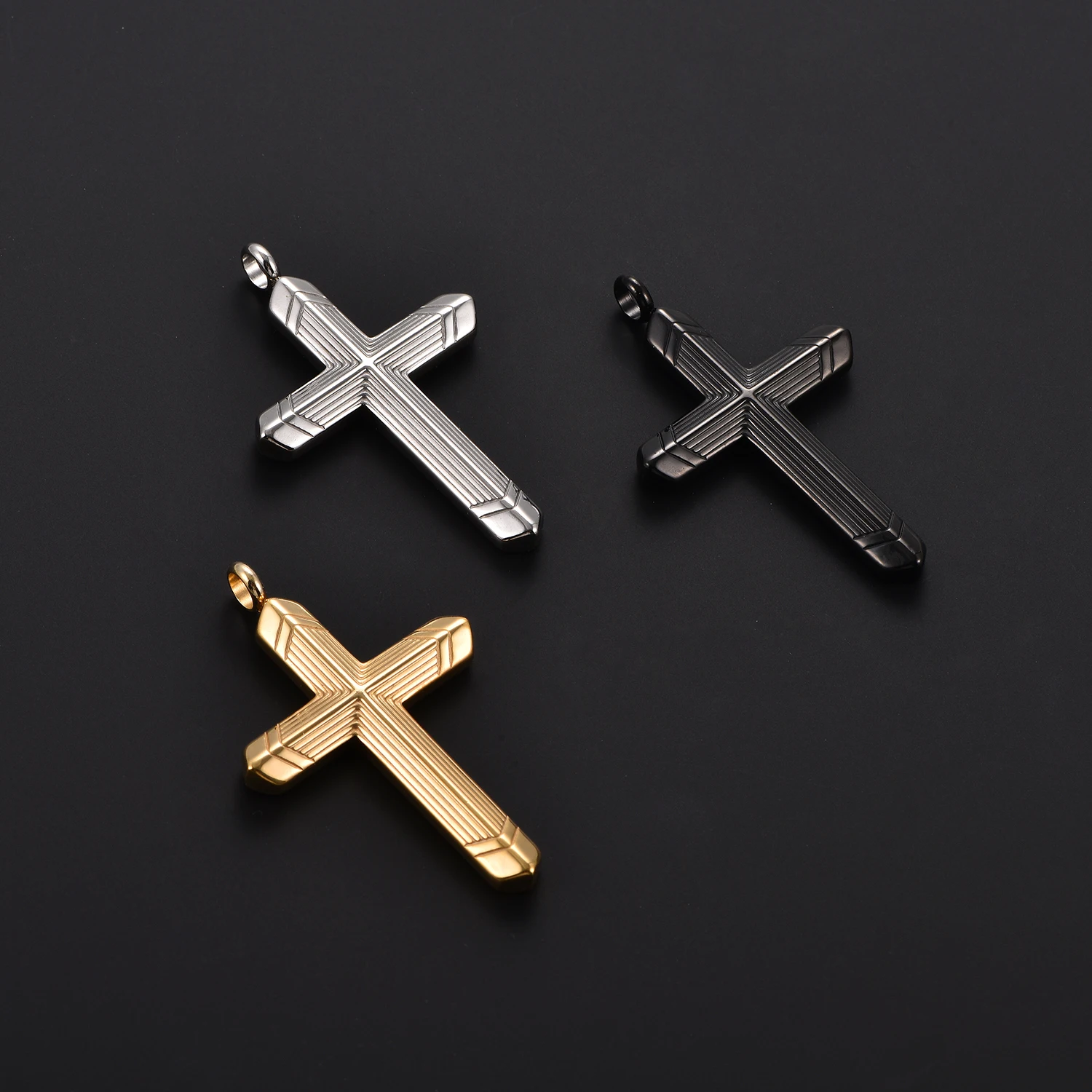 Kreuz-Halskette Anhänger Kette Schmuckzubehör in Gold- und Silberfarbe für Männer und Jungen aus Edelstahl – Detail 5