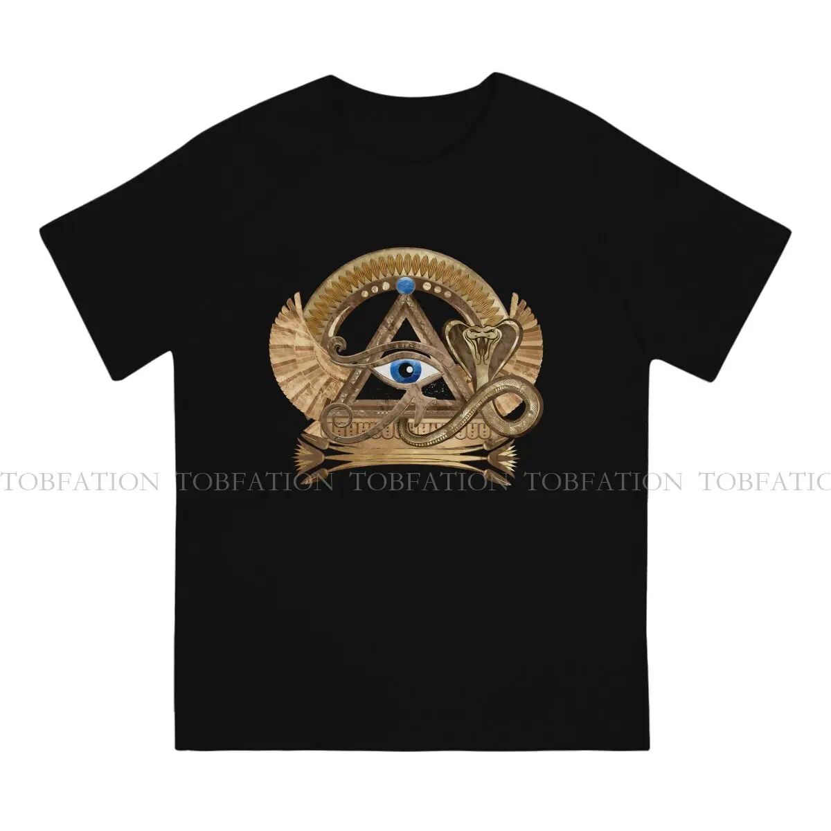 Wadjet Ornament Round Collar TShirt Eye of Horus Egyptian Fabric Original T Shirt Men Tops New Design Fluffy