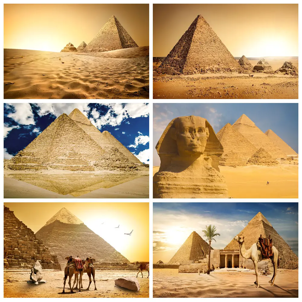 

Egyptian Pyramids Photography Backdrop Egyptian Desert Pyramid Scene Dunes Sunset Family Travel Portrait Photo Background Decor