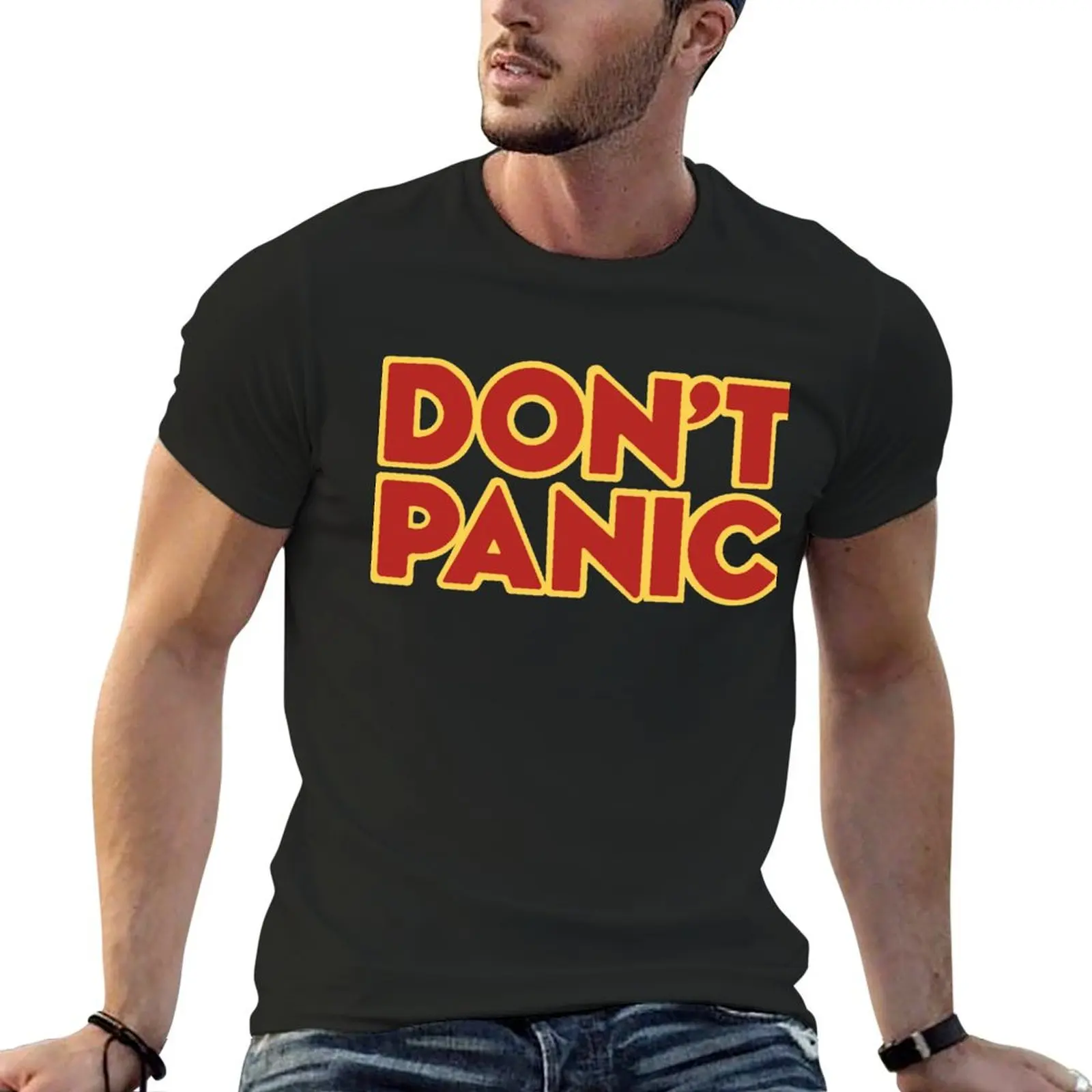 Hitchhiker Galaxy Don't Panic T-Shirt anime stuff summer top graphic t shirt vintage summer clothes mens t shirt graphic