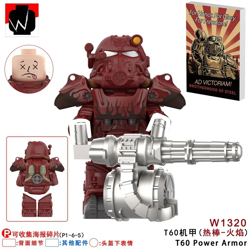 MOC Militär Bos Game T60 Power Armor Offiziere Soldaten Bausteine Anime Actionfiguren Ritter Roboter Bausteine Spielzeug