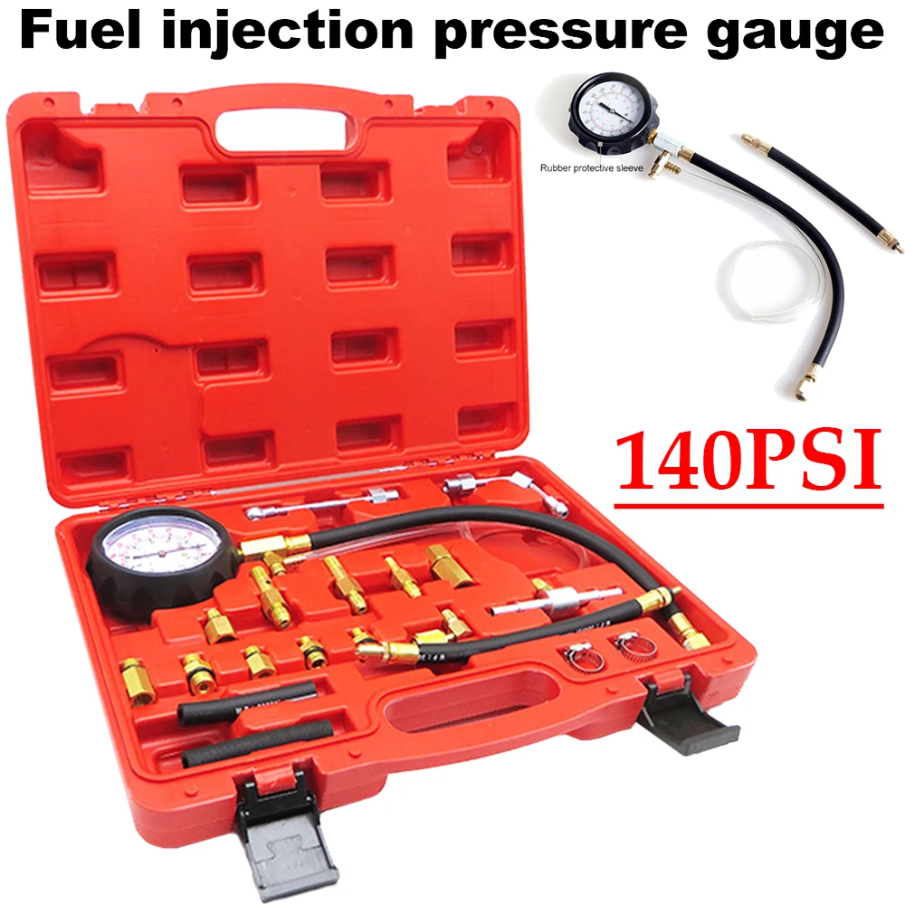 Fuel Injection Pump Pressure Tester Kit 140PSI Manometer Gauge System Test Kit Fuel Injection Pump Pressure Tester Tools