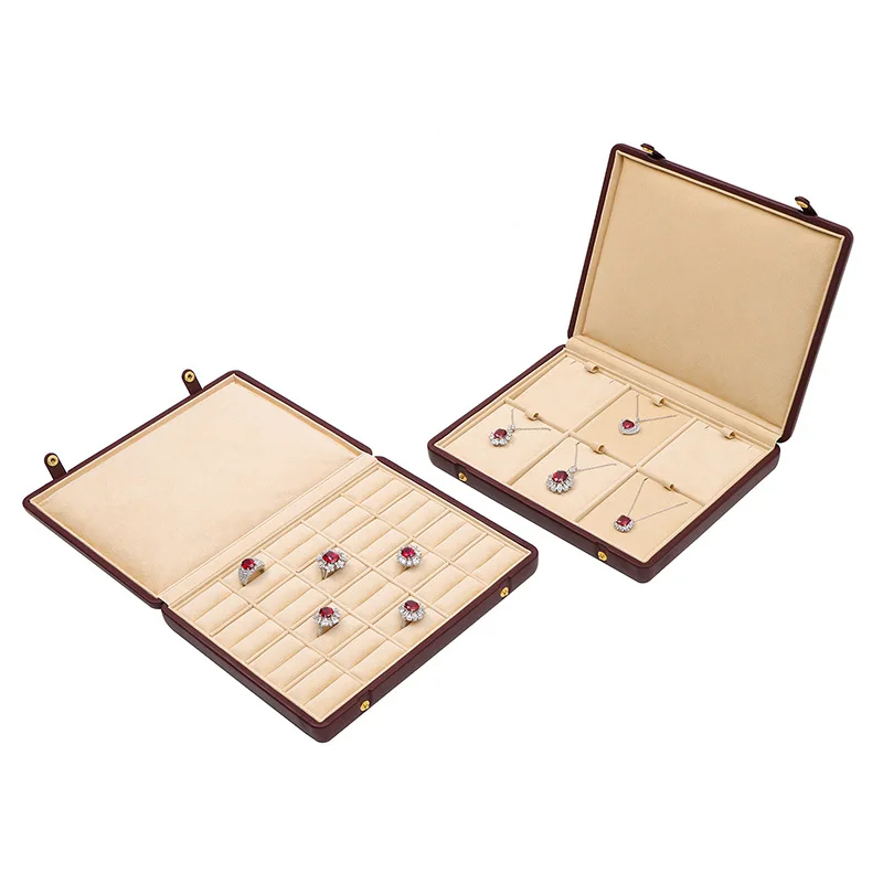 

Genuine original leather jewelry box, diamond gemstone ring necklace box, high-end European jewelry storage box, luxury.