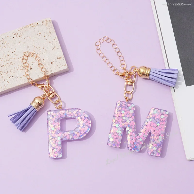 1 PCS Letter Charm Accessories for Stanley Cup Purple Cute Initial Keychain Handle Charm for Stanley Tumbler Girls Water Bottle