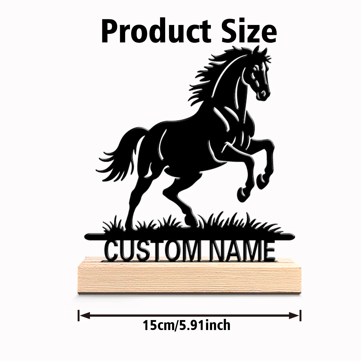 1pc New Design Personalized Custom horse Metal Statues Wooden Base Lighting for Office Workshop Modern Rustic Steampunk Themes
