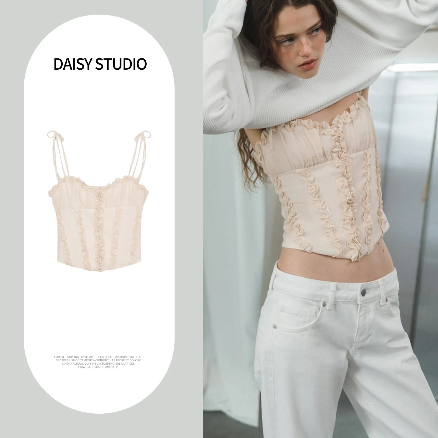 Spring New Women's Tight Corset Style Top Layered Decorative  Knot Design Fashionable Ladies' Tube Top 4661064