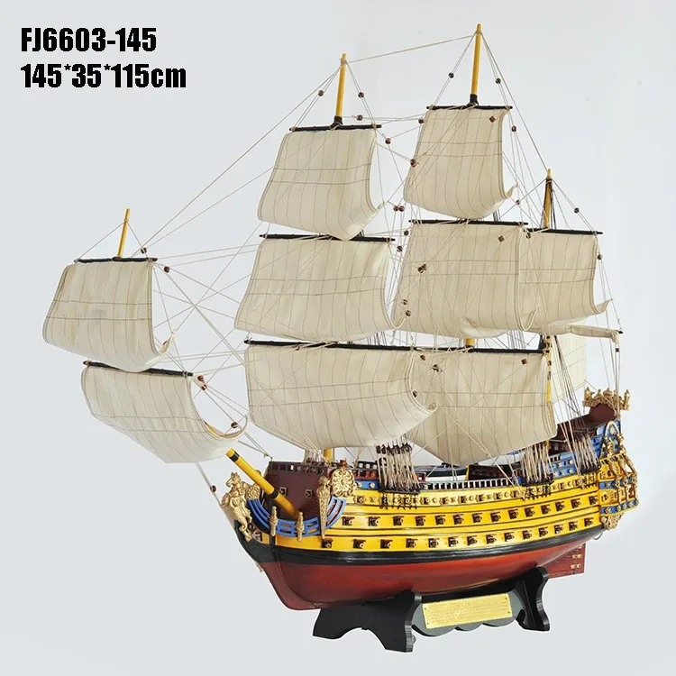 Royal French Sohler Solid Wood Ship 1.45-meter ship Royal French Sohler Home Decoration